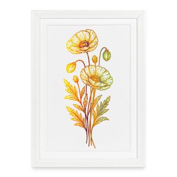 Poppy Line Art Minimalist Design - Framed poster (27 × 37 cm) - white - Front