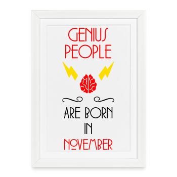 Genie Born November Baby Gift - Framed poster (27 × 37 cm) - white - Front