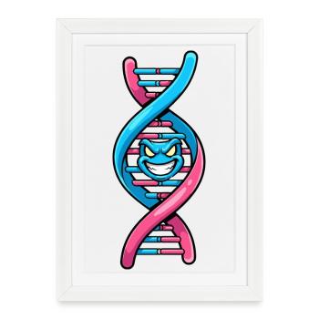 Neon DNA with a grim face - Framed poster (27 × 37 cm) - white - Front