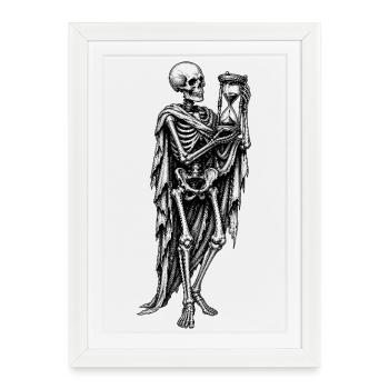 Squelette avec motif gothique en sablier - Affiche encadrée (27 × 37 cm) - blanc - Devant