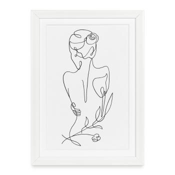 Woman T-shirt motif, print design - Framed poster (27 × 37 cm) - white - Front