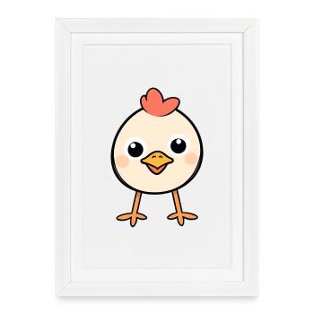 Chick Heart Cartoon Cute Chicken - Framed poster (27 × 37 cm) - white - Front