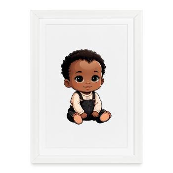 Bébé de dessin animé mignon et heureux - Affiche encadrée (27 × 37 cm) - blanc - Devant