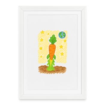 Fusée de carottes vers la planète Terre - Affiche encadrée (27 × 37 cm) - blanc - Devant