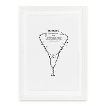 Stethoscope with definition - Framed poster (27 × 37 cm) - white - Front