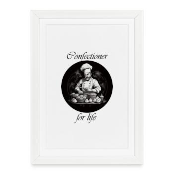 Confiseur pour la vie - Affiche encadrée (27 × 37 cm) - blanc - Devant