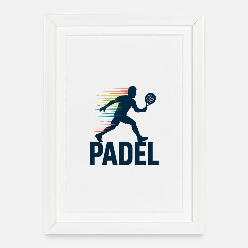 Padel Silhouette im Regenbogen - Gerahmtes Poster (27 × 37 cm) - Weiß