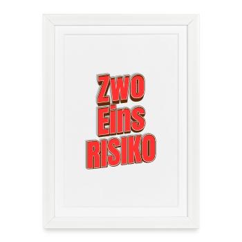 Zwo Eins Risiko Großbuchstaben Typo - Gerahmtes Poster (27 × 37 cm) - Weiß - Vorne