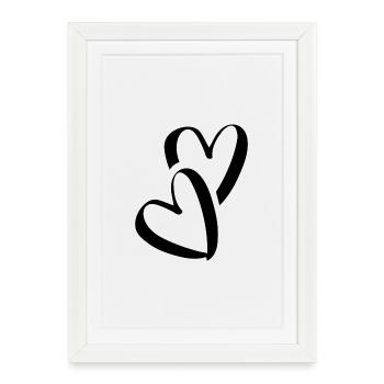 Coeur Petits coeurs Deux coeurs amoureux Pocket - Affiche encadrée (27 × 37 cm) - blanc - Devant