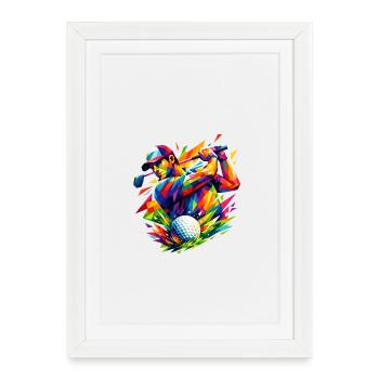 Explosion of color in golf shots - Framed poster (27 × 37 cm) - white - Front