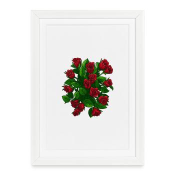 Elegant roses in bloom - Framed poster (27 × 37 cm) - white - Front