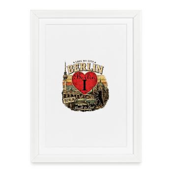 Berlin Heart Retro Car Vintage - Framed poster (27 × 37 cm) - white - Front