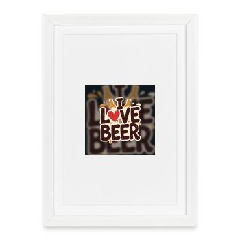 Logo du cœur de bière I Love - Affiche encadrée (27 × 37 cm) - blanc - Devant