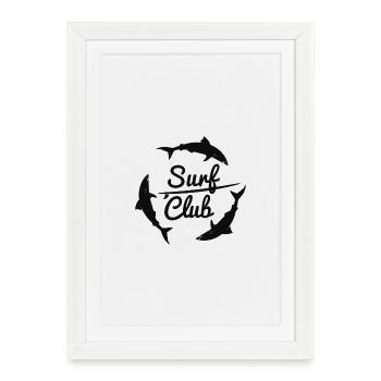 Surf Club Shark Ocean Surfing Beach Vintage Design - Framed poster (27 × 37 cm) - white - Front