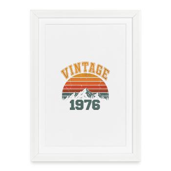 Vintage 1976 Anniversaire Montagne Rétro 1976 - Affiche encadrée (27 × 37 cm) - blanc - Devant