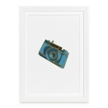 Camera Motif Retro Blue - Framed poster (27 × 37 cm) - white - Front