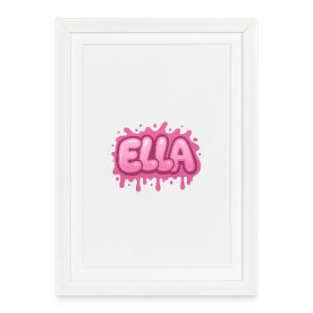 Graffiti  ELLA Prénom cadeau idéal imprimable - Affiche encadrée (27 × 37 cm) - blanc - Devant