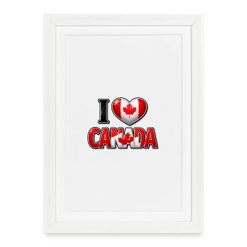 I Love Canada – Cœur avec feuille d’érable  - Affiche encadrée (27 × 37 cm) - blanc - Devant