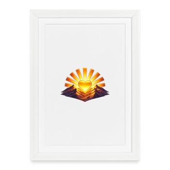 Sun Heart on the Mountain Ridge - Framed poster (27 × 37 cm) - white - Front
