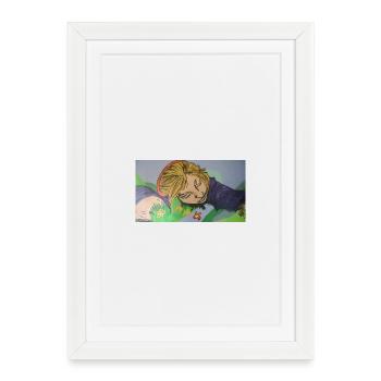 Fille rêveuse - Affiche encadrée (27 × 37 cm) - blanc - Devant