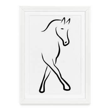 2541614 13004536 cheval de dressage - Affiche encadrée (27 × 37 cm) - blanc - Devant