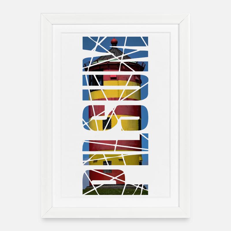 Phare Pilsum - cadeau - Affiche encadrée (27 × 37 cm) - blanc