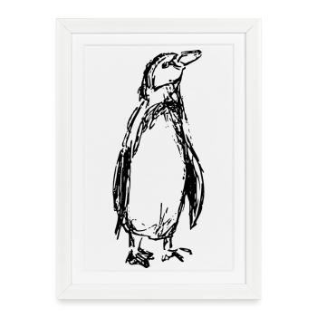 manchot - Affiche encadrée (27 × 37 cm) - blanc - Devant