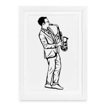 Saxophonist - Framed poster (27 × 37 cm) - white - Front