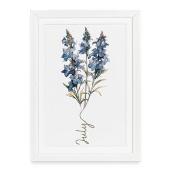 Design floral bleu et blanc - Affiche encadrée (27 × 37 cm) - blanc - Devant