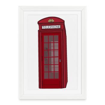 Cabine Téléphonique Téléphone Vintage - Affiche encadrée (27 × 37 cm) - blanc - Devant