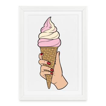 Main tenant Glace à l'Italienne - Framed poster (27 × 37 cm) - white - Front