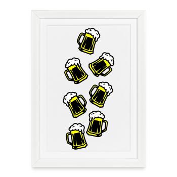 Toasting beer Drinking - Framed poster (27 × 37 cm) - white - Front