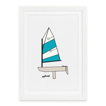 Optimist Sailboat Variant 3 - Framed poster (27 × 37 cm) - white - Front