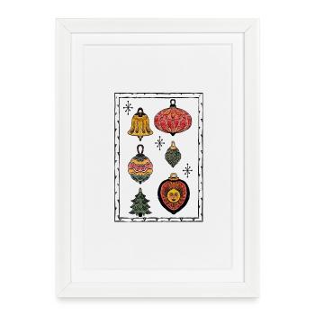 Colorful Christmas ornaments - Framed poster (27 × 37 cm) - white - Front