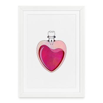 Cœur néon avec design de dent - Affiche encadrée (27 × 37 cm) - blanc - Devant