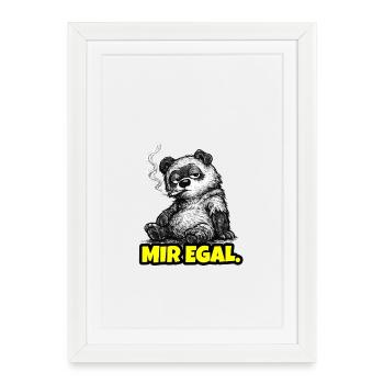 Mir egal. – Grumpy Bär (Sarkasmus Sketch) - Gerahmtes Poster (27 × 37 cm) - Weiß - Vorne