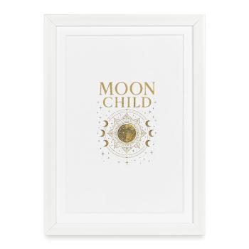 Moon Child – Chemise spirituelle mystique avec Mon - Affiche encadrée (27 × 37 cm) - blanc - Devant