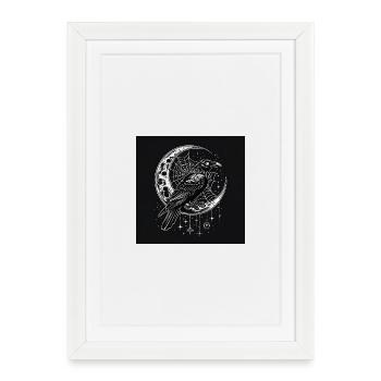 Le Corbeau du Crépuscule et la Lune Gothique - Affiche encadrée (27 × 37 cm) - blanc - Devant