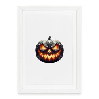 Une citrouille d’Halloween effrayante - Affiche encadrée (27 × 37 cm) - blanc - Devant