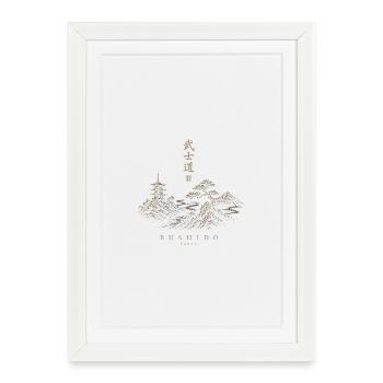 Bushidō Tokio Landschaft Gold - Gerahmtes Poster (27 × 37 cm) - Weiß - Vorne