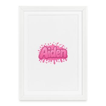 Graffiti  aiden Prénom cadeau idéal imprimable sur - Affiche encadrée (27 × 37 cm) - blanc - Devant