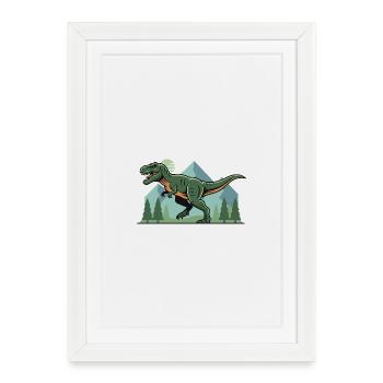 T-Rex Dinosaure Tyrannosaurus Rex - Affiche encadrée (27 × 37 cm) - blanc - Devant
