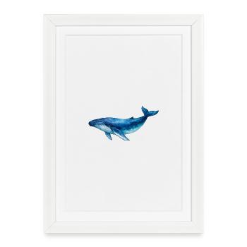 Aquarelle de la baleine d’eau bleue - Affiche encadrée (27 × 37 cm) - blanc - Devant
