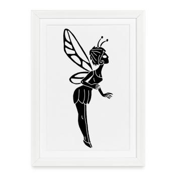 Fée porte bonheur noire - Affiche encadrée (27 × 37 cm) - blanc - Devant