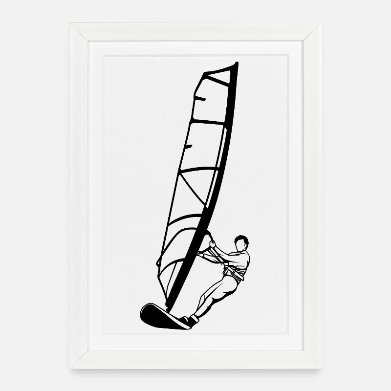 Windsurfer - Gerahmtes Poster (27 × 37 cm) - Weiß