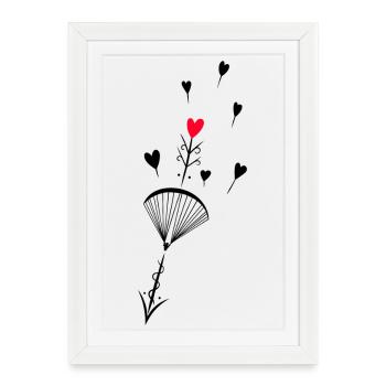 Parachutiste avec flèche et cœur - Affiche encadrée (27 × 37 cm) - blanc - Devant
