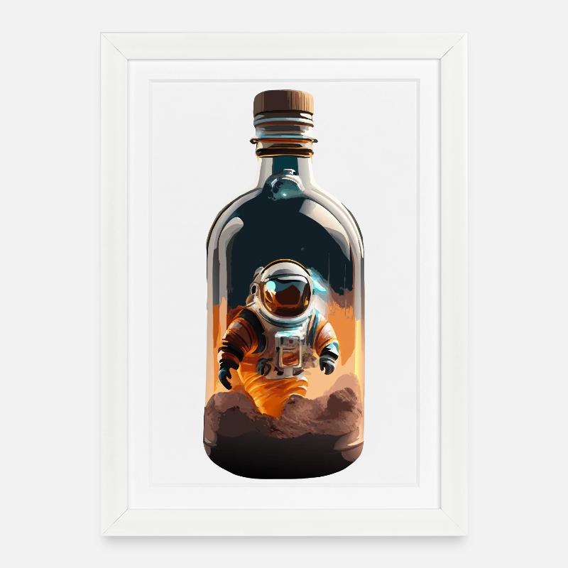Astronaut in Bottle – Desert Lights - Framed poster (27 × 37 cm) - white