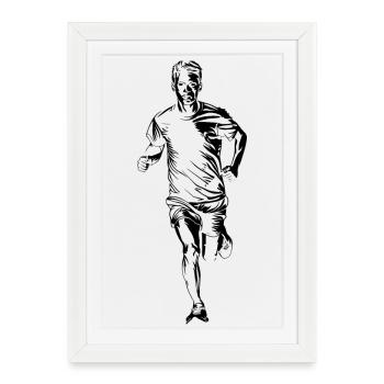 Dessin de joggeur - Affiche encadrée (27 × 37 cm) - blanc - Devant