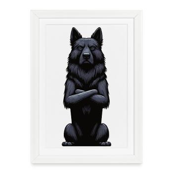 Berger allemand noir Propriétaire de berger allemand - Affiche encadrée (27 × 37 cm) - blanc - Devant