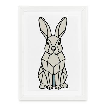 Geometric Bunny Low Poly Modern - Framed poster (27 × 37 cm) - white - Front